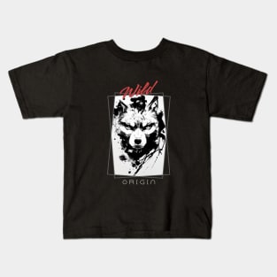 Wolf Wild Nature Free Spirit Art Brush Painting Kids T-Shirt